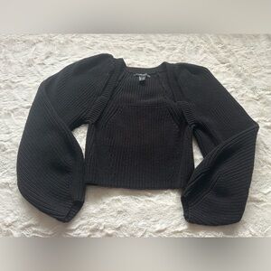 Forever 21 Black Puff Sleeve Crop Top